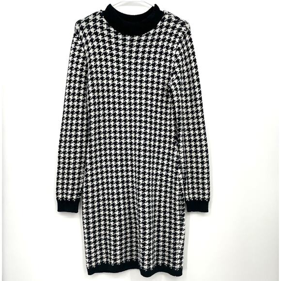 Express Women's Long Sleeve Sweater‎ Dress, Houndstooth, Sz. M - Picture 3 of 12